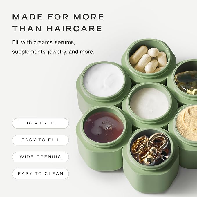 Cadence Travel Containers Haircare Capsule Set - Magnetic Containers with Lids,Carry On Travel Essentials For Women/Men - 3 Flex Mediums (1.32oz) - Shampoo, Conditioner & Comb Icon Labels - Eucalyptus