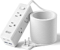 20 Ft Extension Cord with Multiple Outlets, Long Extension with 6 Outlets 4 USB Ports(2 USB C), Flat Plug Surge Protector Power Strip for Home, Office Supplies, Dorm Essentials