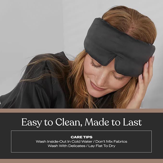 Lunya Women's Washable Silk Sleep Mask LUSK7000, Meditative Grey, L | Washable Silk