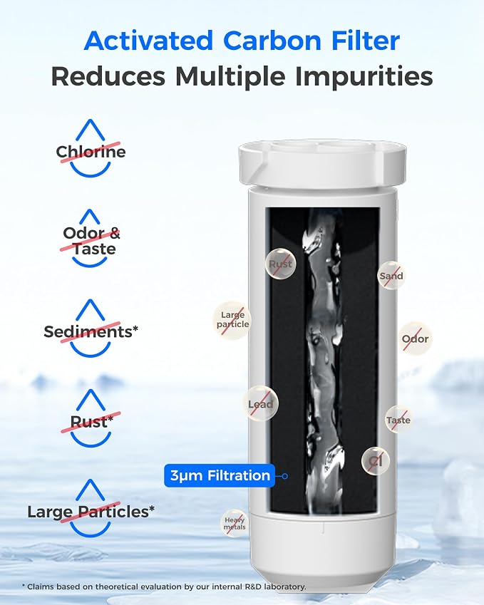 Waterdrop XWFE Refrigerator Water Filter, Built-in Chip, Replacement for GE® XWFE, XWF, Compatible with GNE27, GFE26, GDE25, GSS25 and PSE25 Series, NSF 42 & 372 Certified