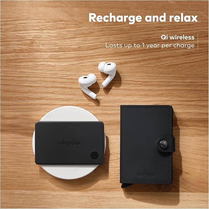 Chipolo x Secrid Trackable Miniwallet, Leather Slim Wallet, incl. Rechargeable Bluetooth Tracker Chipolo Card, Works with Apple Find My or Google’s Find Hub with Call Your Phone & Out of Range Alerts