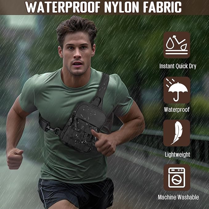 DEYACE Small Sling Bag for Men, Tactical Inspired Waterproof Utility EDC Mini Crossbody Chest Bag for Travel Work Sport