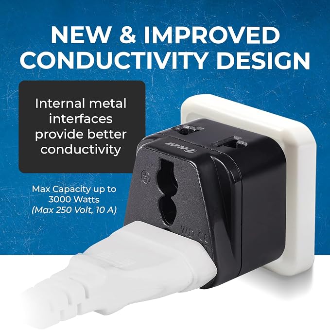 OREI USA, Canada Adapter Plug, Europe, UK, China to US American Adaptor - Grounded - Type B - Universal Socket - EU to US - 4 Pack
