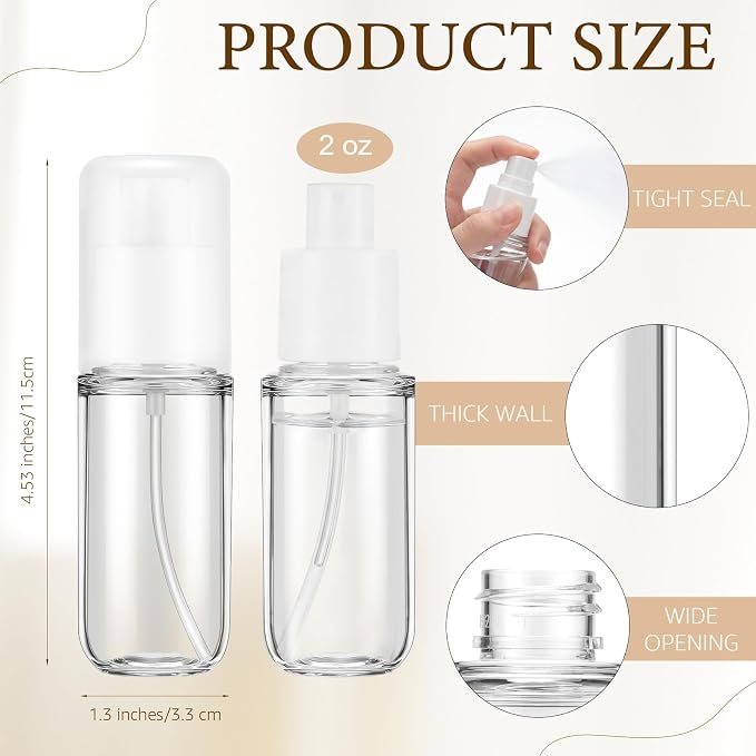 Eccliy 24 Pack Mini Travel Spray Bottles 1.35oz/40ml Fine Mist Empty Spray Bottles Small Leakproof Refillable Plastic Bottle Set for Perfume Essential Oils Toners Rose Face Hair Outgoing(Transparent)