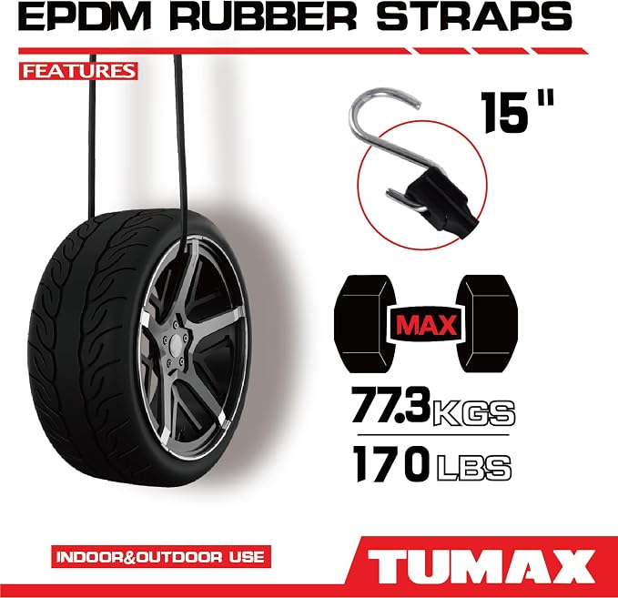 15" Heavy Duty Bungee Cords with Hooks, 100% EPDM Rubber Tarp Straps for Tarps, Cargo, Motorcycle, Securing Truck Tarps, Canopy, Camping Gear- 30PCS
