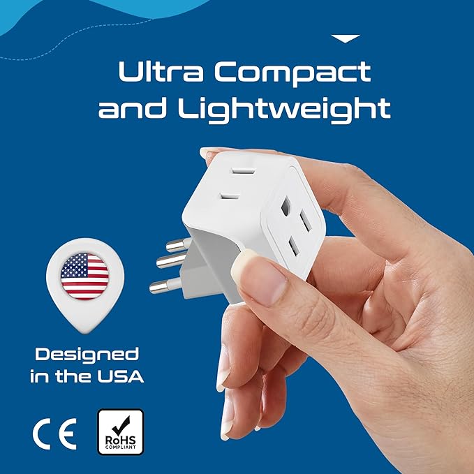 Ceptics Brazil Travel Adapter Plug with Dual Usa Input - Type N (3 Pack - Ultra Compact - Safe Grounded Perfect for Cell Phones, Laptops, Camera Chargers and More - Power Plug (CT-11C)