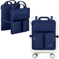 BAREFOOT CARIBOU Over Luggage Organizer for Carry On Bag or Suitcase with Storage Pockets, 16” Laptop Sleeve with Handle, Travel Accessories Bag Slide On Luggage Harness, Adjustable Straps (Navy Blue)