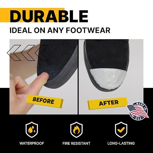 Work Boot Toe Protector & 2 Pack, Liquid Adhesive Shoe Glue for Boot Waterproofing, Protection & Repair - Heavy Duty Waterproof Cover & Shoe Protector for Any Size & Style, 2 Pack Covers 4 Toe Caps