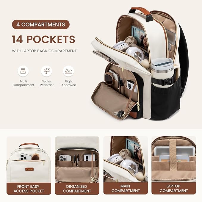 LOVEVOOK Laptop Backpack for Women with Pouch Pocket for Large Capacity Cup,15.6 Inch Laptop Computer Bag Travel Backpack Purse,Waterproof Work Business Backpack College Teacher Bags,Violet