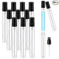 Zhehao 100 Pcs Mini Spray Bottles 10 ml Clear Glass Perfume Bottles Refillable Fine Mist Perfume Atomizer Portable Empty Sample Containers for Cleaning, Essential Oils, Travel (Black Cap)