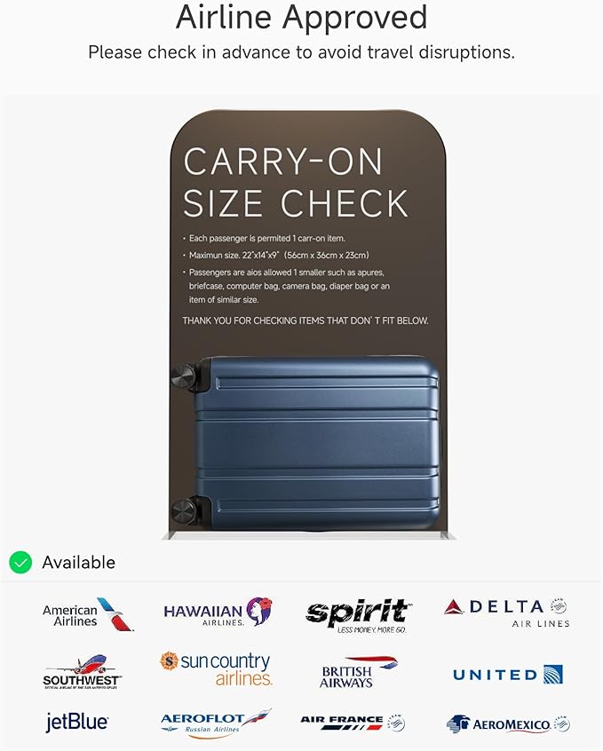 LUGGEX Carry On Luggage 22x14x9 Airline Approved, L2 100% PC Hard Shell Travel Suitcase with Smooth Spinner Wheels, TSA Lock (Black, 20 Inch, 40L)