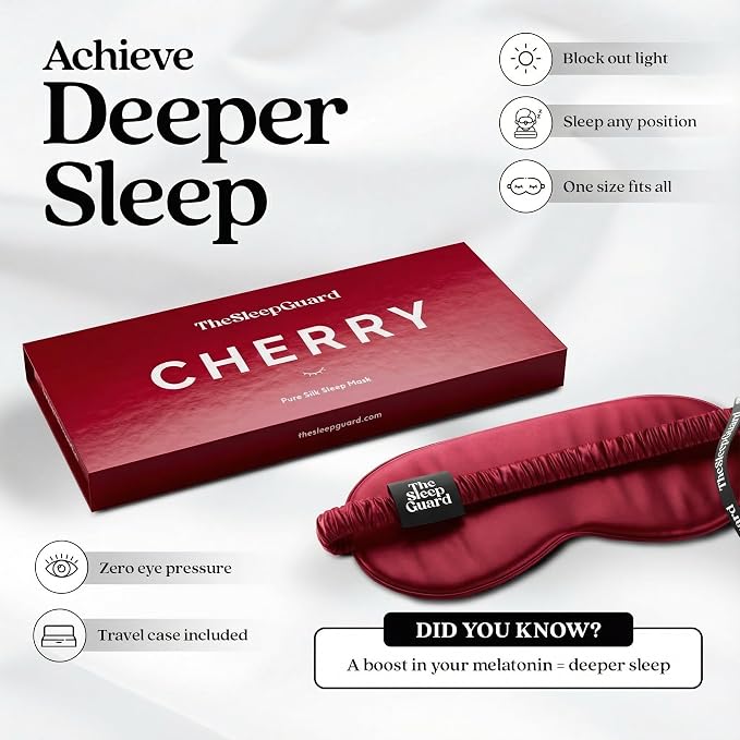 TheSleepGuard Pure Silk Sleep Mask [100% 6A Mulberry Silk, 22 Momme] Light Blocking Travel Essentials. Eye Masks for Sleeping. Black Oeko-Tex Blindfold. Eye Covers for Men & Women