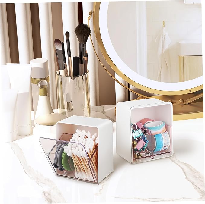 Zerodeko 5pcs Cotton Swab Holder Double Compartments for Makeup Elegant Bathroom Organizer Space-saving Design for Cotton and Swabs Versatile Storage for Home Use