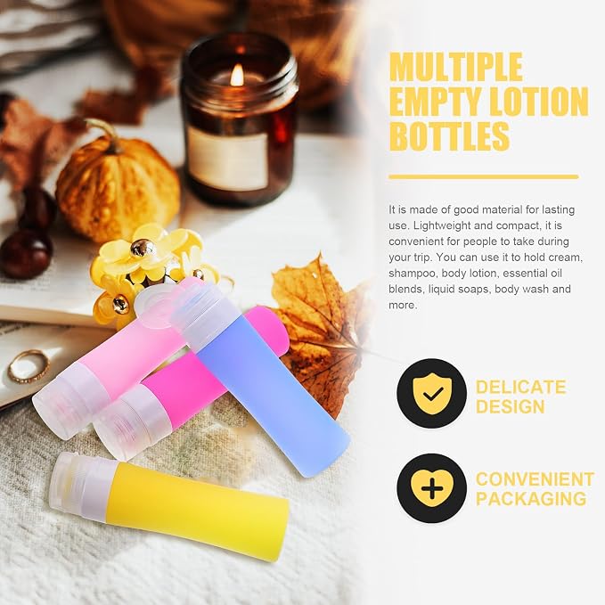 Silicone Travel Sub Bottles Set 4pcs Multi-color Lotion Dispensers Portable Refillable Squeeze Containers for Cosmetics and Toiletries Storage