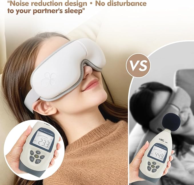 LAOBEN Eye Massager with Heat- Eye Mask for Migraines & Improve Sleep | Cordless, Stress Relief, Portable Folding & Light-Blocking Design, Reduce Strain for Plane, Travel, Gift for Women Men