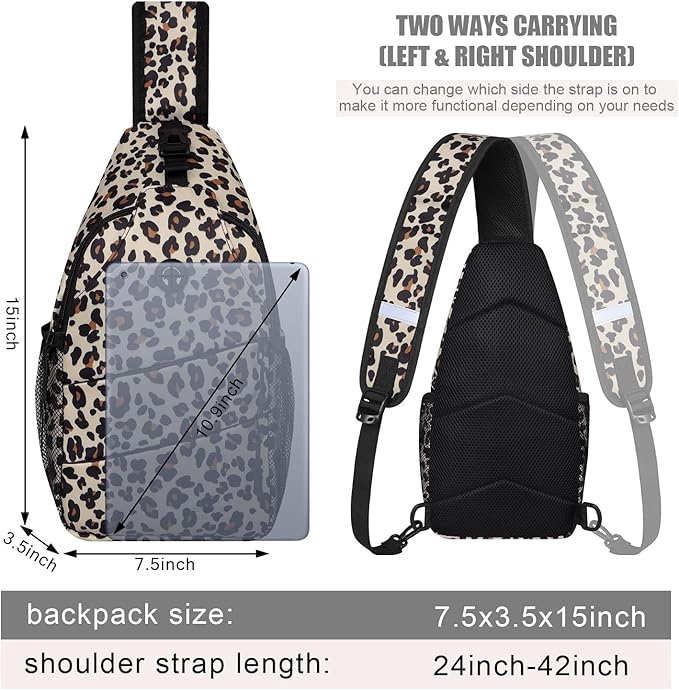 Pritent Crossbody Bags for Women Men Trendy Sling Bag Backpack Casual Chest Bag with Convertible Shoulder Strap