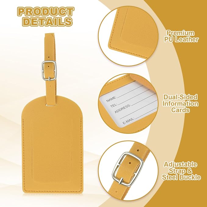 PATIKIL Leather Luggage Tag, 30 Pcs Luggage Tags Pu Bag Tags for Suitcases Airplane Travel Essentials, Yellow