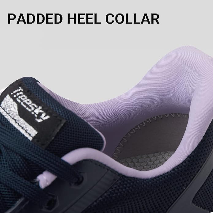 Treesky Black Non Slip Work Shoes for Women, Restaurant & Kitchen Sneakers | Slip resistant soles, lightweight cushioning, breathable knit, removable insole, for nursing, food service & long shifts