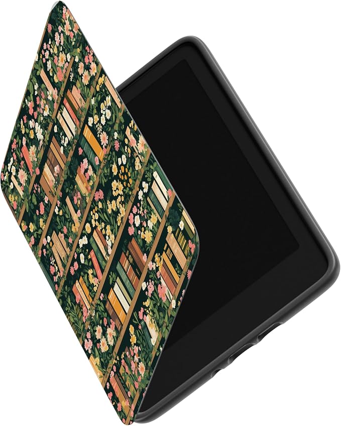 Casely Kindle Case | Book Nook | Floral Library | Compatible with 7" Kindle Colorsoft and 7" Kindle Paperwhite (12th Gen 2024 Edition) | Auto Sleep/Wake Function | Hand Strap | Vegan Leather