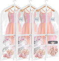 Univivi Clear PVC Dance Costume Bags (3 Pack) Garment Bag 40 Inch for Dance Competitions, with 4 Medium Clear Zipper Pockets and 1 Large Back Zippered Pocket [Upgraded Version]