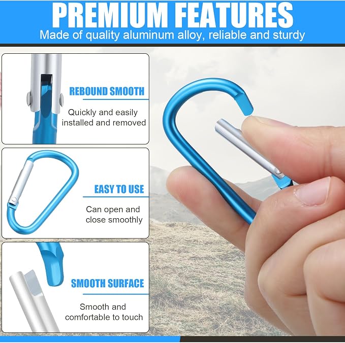 Shimeyao 180 Pcs Small Aluminum Clip Keychain Buckle Clip Bulk Mini Aluminum Ring Shape Small Lock Spring Snap Hook