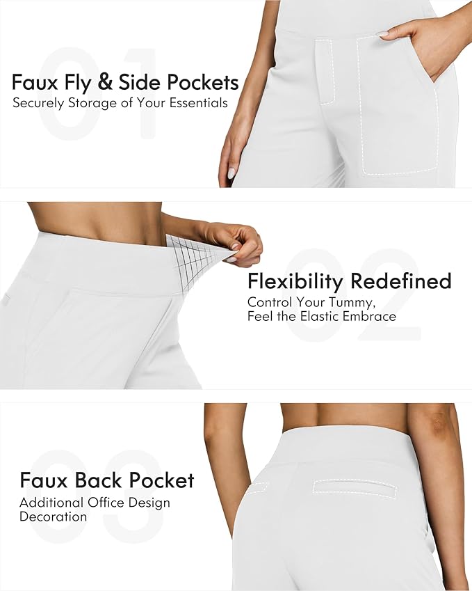 G4Free EverGoing Yoga Pants Women Wide Leg Pants with Pockets High Waist Stretch Dress Casual Sweatpants Petite/Regular/Tall