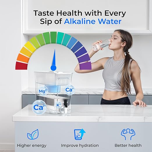 Waterdrop WFD-40W-L-A Water Filter Dispenser, Alkaline Filtration Water Purifier, 35-Cup Large Capacity, 100-Gallon Long-Life, Reduces Chlorine, PFOA/PFOS and More, BPA Free, White