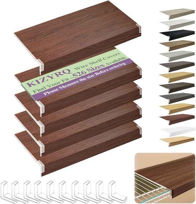 5 Pack Wire Shelf Covers,48x12x2in Wire Rack Covers for Pantry Durable PVC Shelf Liners-0.31 inch Thick, Moisture-Resistant Shelves Cover for Store Pantry Kitchen Removable Closet,#03 Walnut