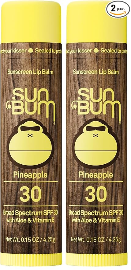 Sun Bum SPF 30 Sunscreen Lip Balm | Pineapple Flavor | Pack of 2 | Vegan and Cruelty Free | With Aloe and Vitamin E