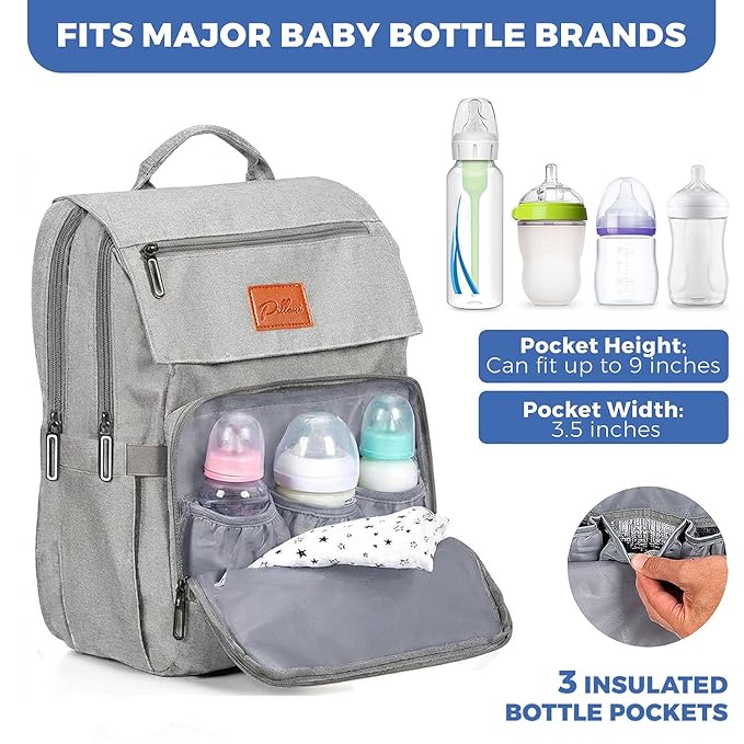 Baby Diaper Bag Backpack - Baby Bags for Boys & Girls, Large Waterproof Diaper Backpack - Baby Shower Gifts & Registry Must Haves - Travel Diaper Bags with Changing Pad & Back Zipper - Baby Boy Stuff