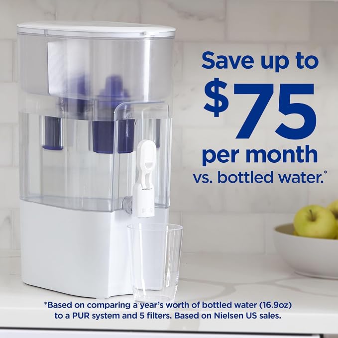 PUR Water Filter Dispenser XL 44-Cup with 2 Genuine PUR Filters, Largest Available, 44-Cup Capacity, 2-in-1 Powerful, Faster Filtration, Dishwasher Safe, (PDI4000Z)