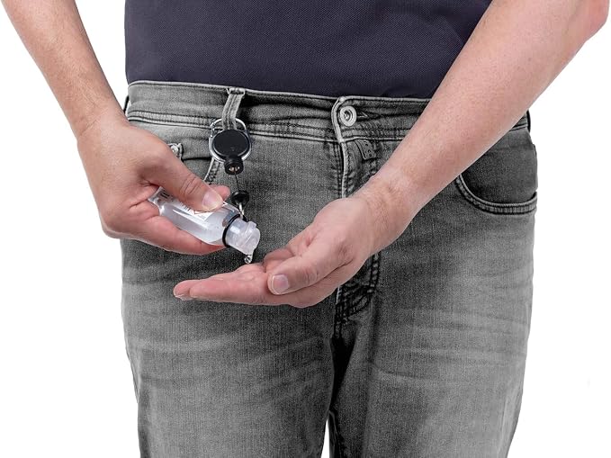 Durable 836901 Retractable Reel for Hand sanitiser | Extra Strong with Magnet | Pack of 1 Piece | Black