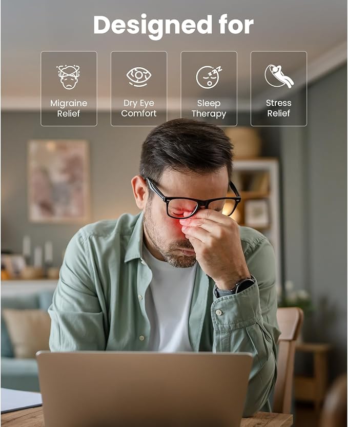 BOB AND BRAD Eye Massager with Heat and Cooling, FSA Eligible HSA Birthday Gifts for Men Women Mom Husband, EyeOasis 3 Eye Massager for Migraines, Heated Eye Mask for Dry Eyes Relief Improve Sleep