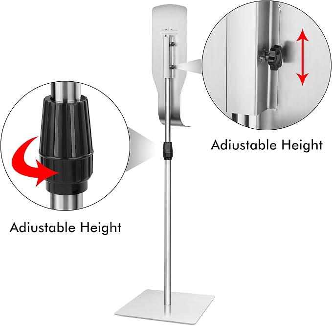 New Star Foodservice 1028904 Freestanding Floorstand for Hand Sanitizer Dispenser, Stainless Steel, Square