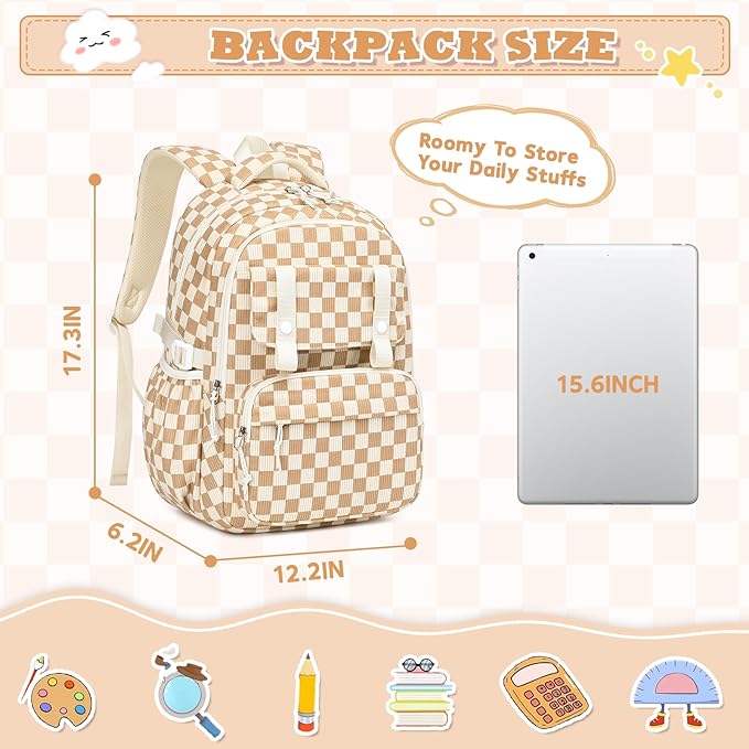 MUSEVOS Girls Backpack, Elementary Middle School Backpack, Large Capacity Kids Bookbag