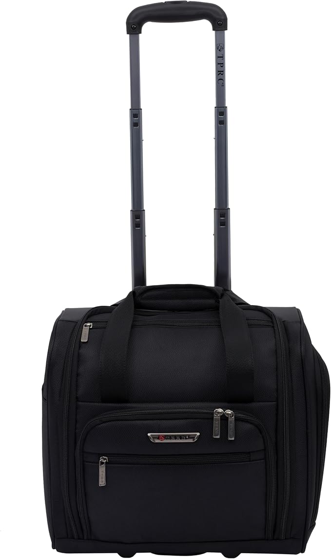 TPRC 15” Underseat Carry-On Luggage Airline Approved Personal Item with USB Charging Port, Black