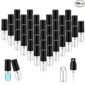 Zhehao 100 Pcs Mini Spray Bottles 2 ml Clear Glass Perfume Bottles Refillable Fine Mist Perfume Atomizer Portable Empty Sample Containers for Cleaning, Essential Oils, Travel (Black Cap)