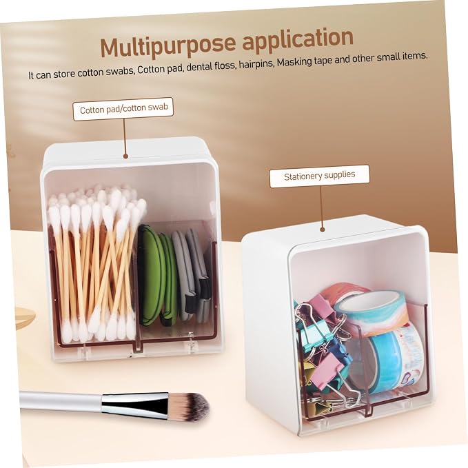 Ciieeo 4pcs Cotton Swab Dispenser Double-compartment Design for Organized Storage Bathrooms Bedrooms and Dressing Rooms Elegant Holder for Easy Access to Cotton and Swabs