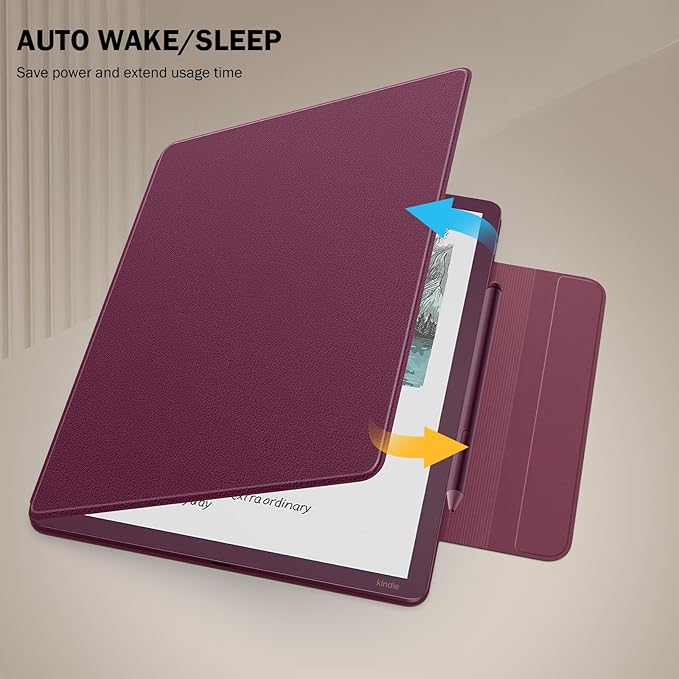 MoKo Magnetic Case for All-New 11" Kindle Scribe 2025(3rd Generation) & Kindle Scribe Colorsoft 2025(1st Generation) - Slim Folio Premium PU Leather Cover with Pen Clasp & Auto Sleep Wake, Fig