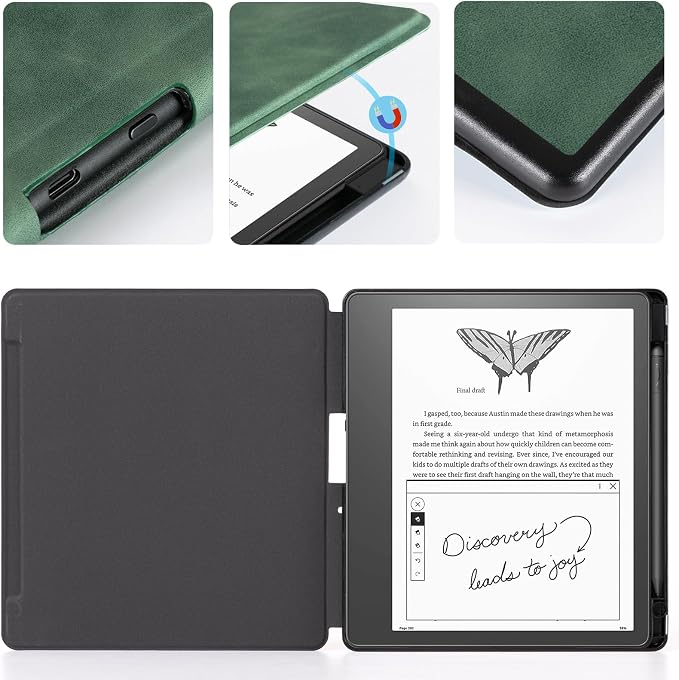 CoBak Case for Kindle Scribe - All New PU Leather Cover with Auto Sleep Wake Feature for Kindle Scribe 10.2" 2022 & 2024 Released with Pen Holder