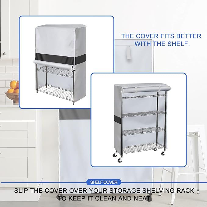 Heavy Duty Storage Shelf Cover for Wire Shelving Rack, 36" W x 18" D x 72" H, Waterproof Dustproof 600D Oxford Shelving Unit Cover with Front Roll-Up Door and Buckle Straps