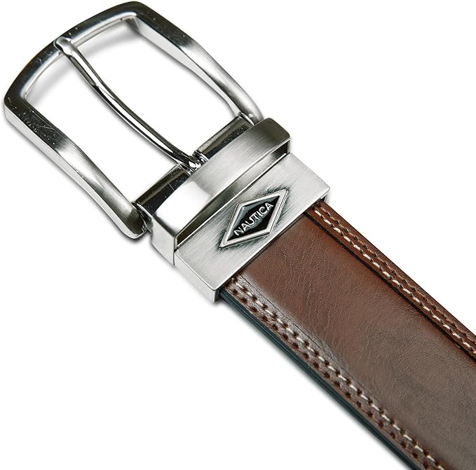 Nautica Men's Reversible Leather Belt | 2-in-1 | Classic | Everyday | Business | Work | Dress | Casual | Metal Buckle