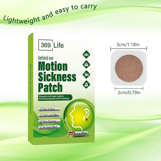 369 Life Motion Sickness Patches for Car and Boat Rides, Ships, Cruise and Airplane & Other Forms of Transport - Travel Essentials, for Adults and Kids (24 Count)