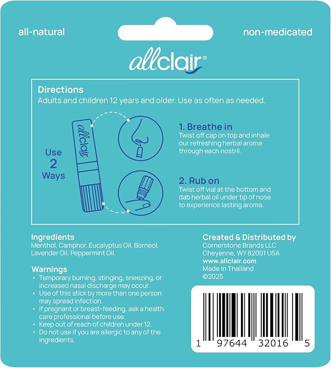 Allclair Nausea Relief Inhaler - Take Control of Motion Sickness, Morning Sickness, Medication, Stress - Fast, Natural, Drug-Free, Non-Drowsy & Portable Travel Essential (4 Inhalers)