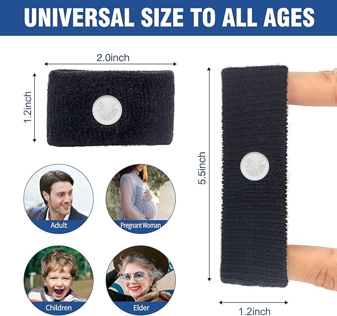 Hionfurt Motion Sickness Bands Anti Nausea Wristband for Adult and Kids Morning Sickness Relief for Pregnant Women Acupressure Nausea Relief for Car, Sea, Air Sickness - 2 Pairs Gray + 3 Pairs Black