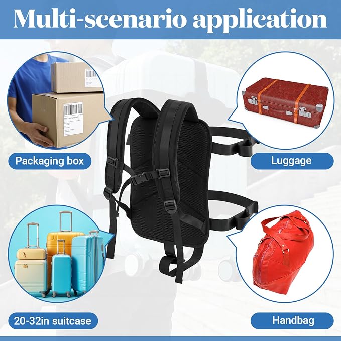 Backpack Conversion Straps for 22-26 Inch Hard Luggage, Adjustable Suitcase Carrier with Padded Back Panel, Quick-release Buckles, Chest Strap, Fits Non-expanded Hard Cases