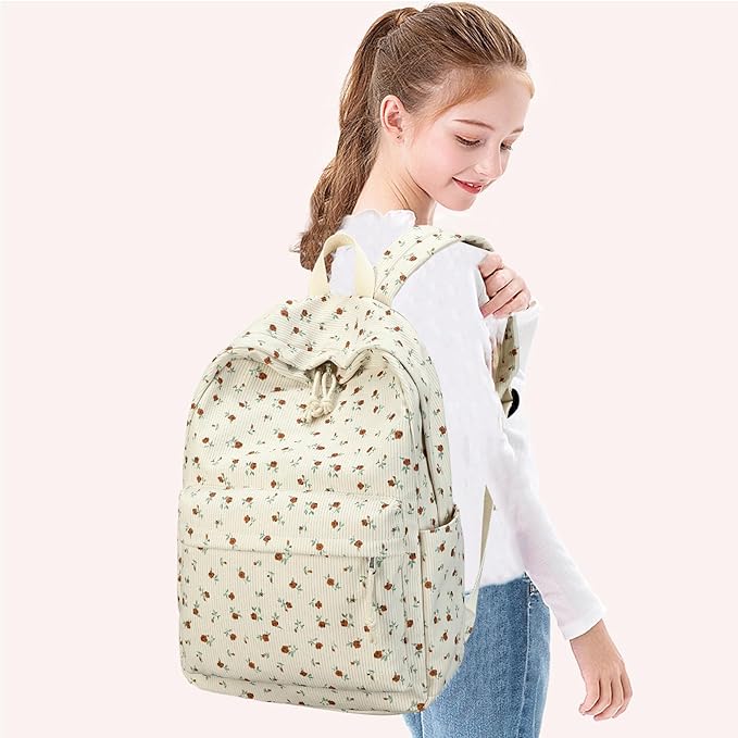 Bluboon School Backpack for Teen Girls Bookbags Elementary High School Corduroy Laptop Bags Women Travel Daypacks