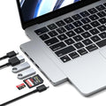 Satechi 7 in 1 USB C Hub Multiport Adapter Pro Slim, USB C Dongle, 100W Charging, 4K HDMI, USB 4, USB 3.2 Gen 2, SD/Micro Card Reader for Mac, MacBook Air/Pro - Silver