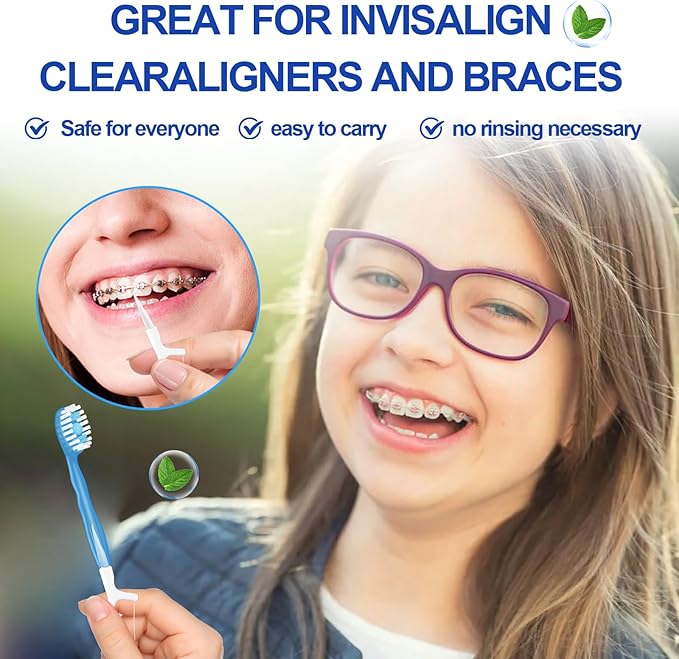5 in 1 Mini Brushes-Disposable Toothbrushes with Toothpaste + Floss + Pick + Tongue Scraper | Travel Size | Individually Wrapped | Soft | Mint | Travel Set (Mint, 52pcs(2Pack))