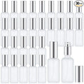Roshtia 30 Pcs Glass Spray Bottle Clear Empty Bottles Small Refillable Reusable Perfume Bottle with Fine Mist Sprayer Pump for Face Body Travel(1.69 oz,Silver)